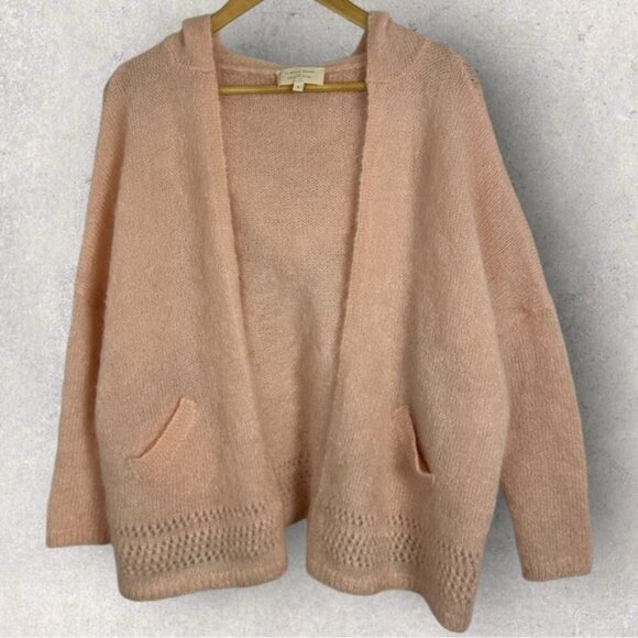 Sezane Amandine Mohair Gilet Hooded Sweater Nude Pink Size Small French Knit S - Picture 3 of 13